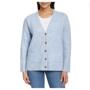 NWT ELLA MOSS Cardigan Sweater XL Blue Button Up Pockets V-neck Soft Cozy Layer
